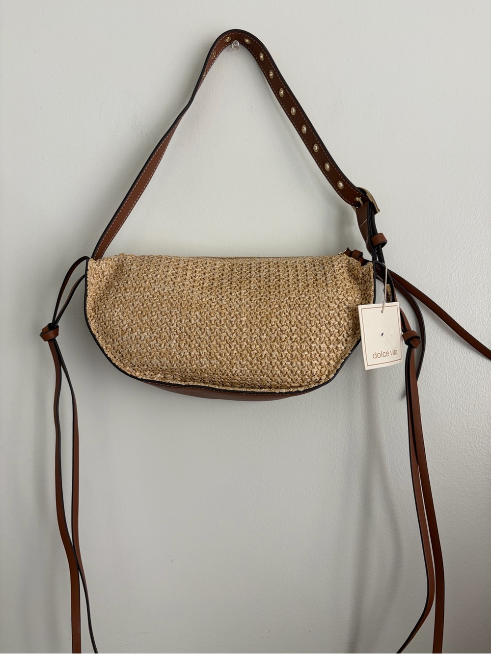 NWT Anthropologie Dolce Vita Monaco Raffia Shoulder Bag - Picture 9 of 9
